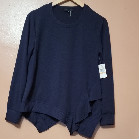 STATE Tops - 1. STATE Lunar Navy Asymmestrical Hem Sweater NWT SIZE SMALL
